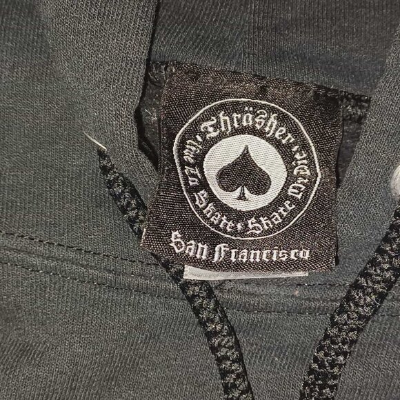 San Francisco Graphic Print Thrasher Magazine Small Hoodie with Drawstrings - Picture 3 of 5